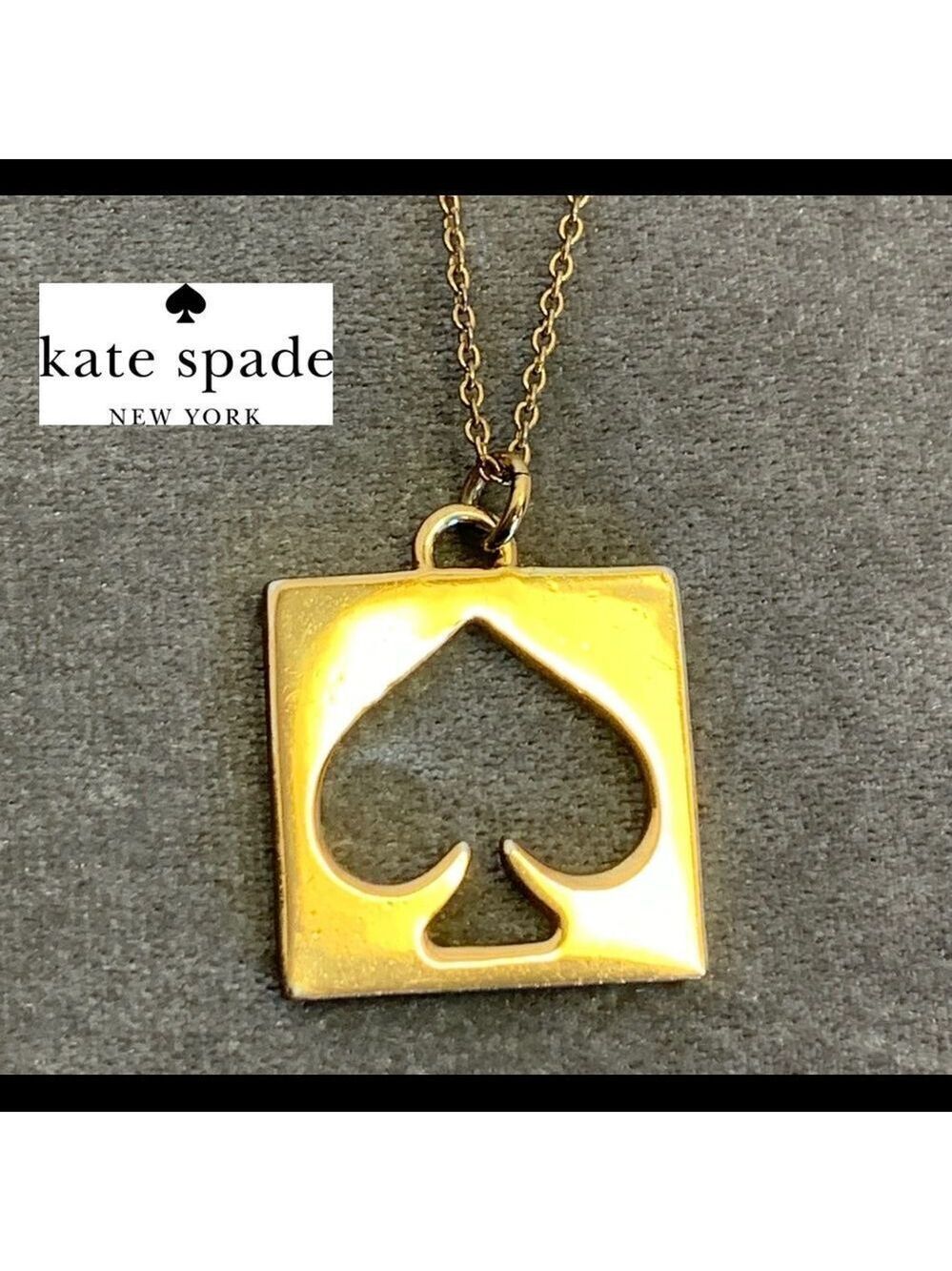 KATE Spade gold tone square spade pendant necklace